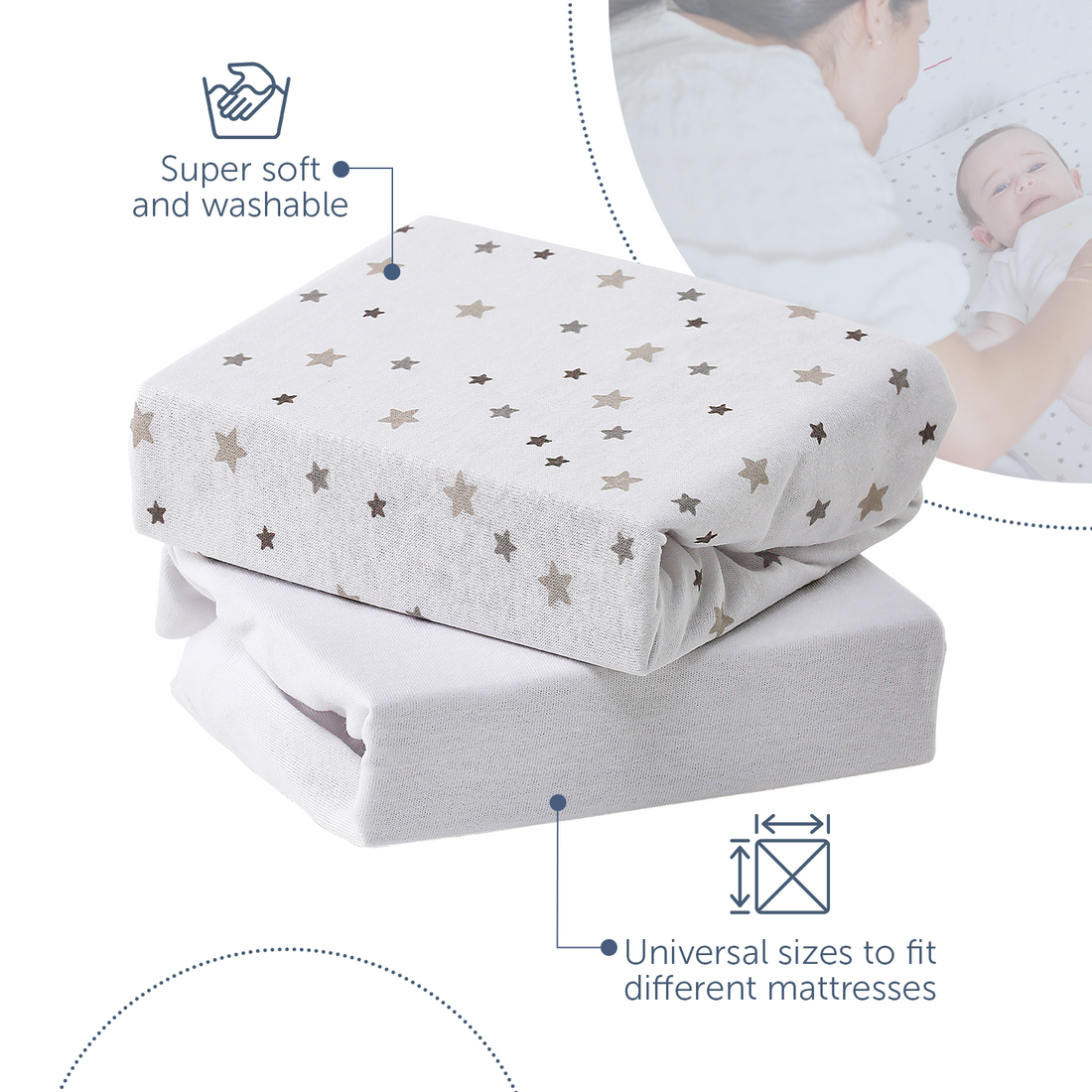 Travel Cot Sheets - 2 Pack