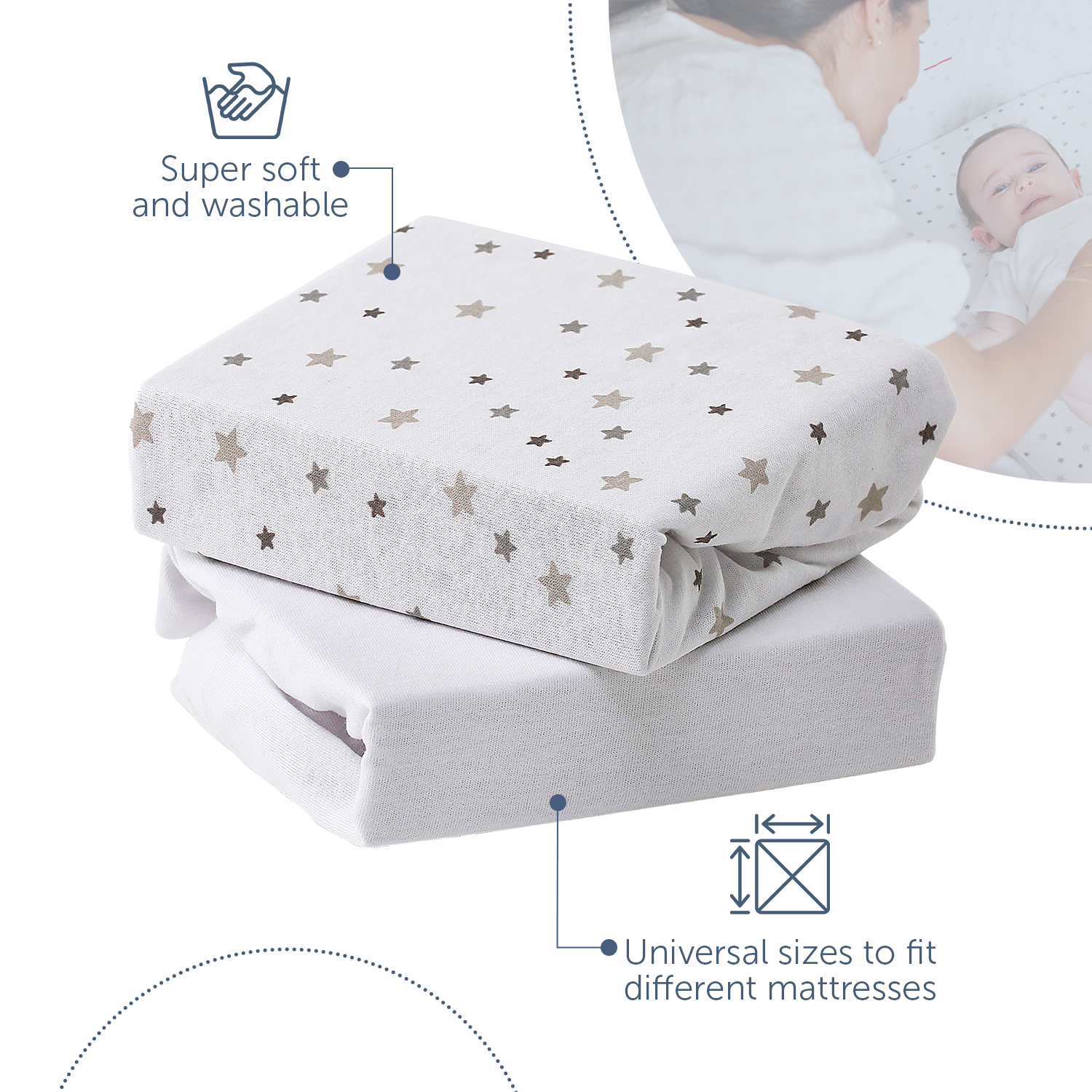 Moses Basket Sheets - 2-Pack