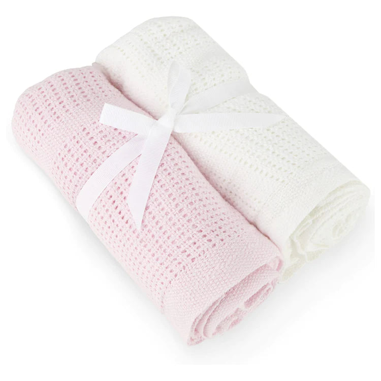 Cellular Baby Blankets - 2 Pack